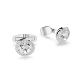 Swarovski Una Angelic Round Cut Halo Cufflinks (Rhodium Plated)