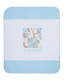 Aigner Kids New Born White & Blue Blanket