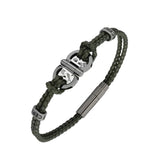 Cerruti 1881 Braulia Gents IP Gun Olive Leather Bracelet