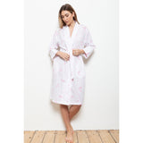 Cottonreal Women's Yanira White/Pale Pink Grace Shawl Robe