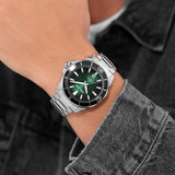 Police Thornton Gents Green Dial Stainless Steel Silver Watch