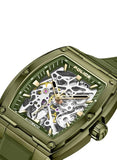 Police Skeletor Gents Olive Dial Olive Silicone Strap Watch