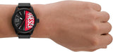 Diesel Rasp Gents Black & Red Dial Black Leather Strap Watch