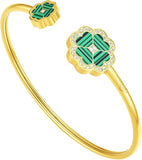 Police Flora Ladies Clover Malachite With Crystal Gold Plated Bangle