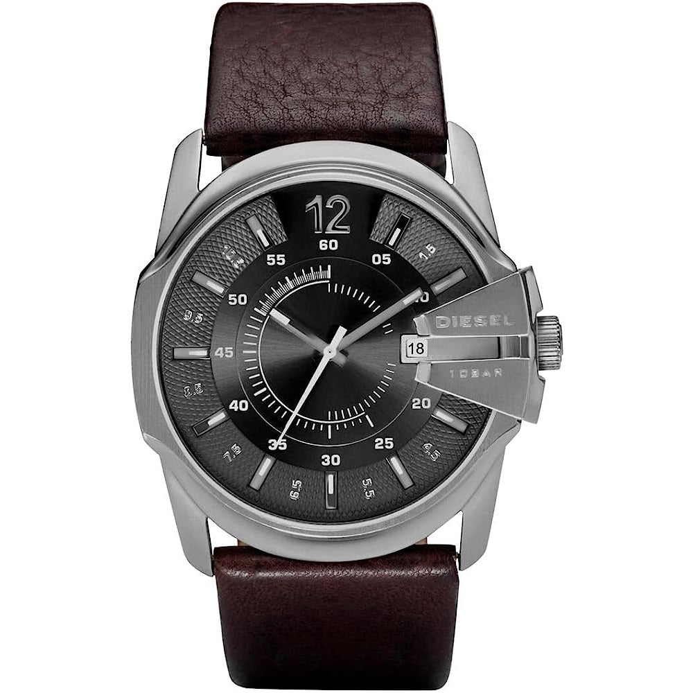 Diesel Mega Chief Men's Brown Leather Strap Watch – Blue Salon