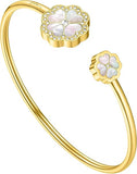 Police Flora Gold Plated Ladies Bangle With Mother of Pearl & Crystals