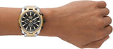 Diesel Split Gents Black Dial Silver Gold Tone Chronograph Watch