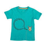Ein Ghein Kids Turquoise Green T-shirt with Black Embossing