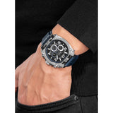 Police Norwood Gents Chronograph Charcoal Dial Silver Blue Leather Strap Watch