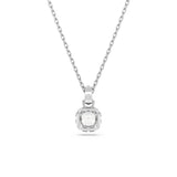 Swarovski Birthstone pendant, Square cut, April, White, Rhodium plated