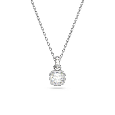 Swarovski Birthstone pendant, Square cut, April, White, Rhodium plated