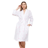 Cottonreal Women's Yanira White/Pale Pink Grace Shawl Robe