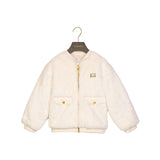 Escada Kids Girl's Faux Fur Bomber Jacket with Logo Patch