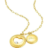Police Amour Gold Plated Ladies Necklace With Heart Charms and Crystals