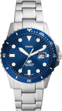 Fossil Blue Dive Gents Blue Dial Stainless Steel Watch