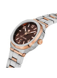 Guy Laroche Charlie Gents' Two-Tone Stainless Steel & Rose Gold PVD Watch with Brown Patterned Dial and Date