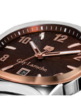 Guy Laroche Charlie Gents' Two-Tone Stainless Steel & Rose Gold PVD Watch with Brown Patterned Dial and Date