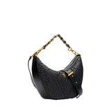 Orlandi Valentino Women's Black Quilted Crescent Hand Bag