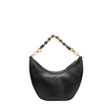 Orlandi Valentino Women's Black Quilted Crescent Hand Bag