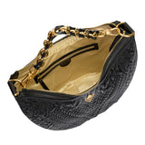 Orlandi Valentino Women's Black Quilted Crescent Hand Bag