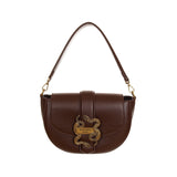 Just Cavalli Women's Coffee Snake Buckle Shoulder Bag