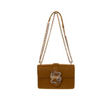 Just Cavalli Women's Cognac Chain Shoulder Bag with Serpent Hardware