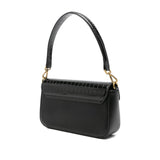 Just Cavalli Women's Black Croc-Embossed Shoulder Bag with Double-Link Hardware