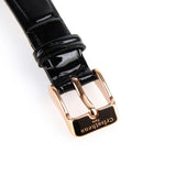 Crisathena Paris Chandelier Ladies MOP Dial Rose Gold Case Black Leather Strap Watch