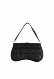 Just Cavalli Women's Black Quilted Shoulder Bag with Snake Clasp