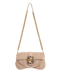 Just Cavalli Women's Black Woven Shoulder Bag with Snake Clasp