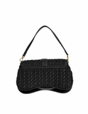 Just Cavalli Women's Black Woven Shoulder Bag with Snake Clasp