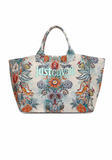 Just Cavalli Women's Botanical Print Canvas Beach Tote Bag