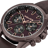 Police Malawi Gents Brown Dial Stainless Steel IP Burgundy Case Brown Leather Strap Watch