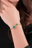 Police Flora Ladies Clover Malachite With Crystal Gold Plated Bangle