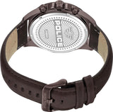 Police Malawi Gents Brown Dial Stainless Steel IP Burgundy Case Brown Leather Strap Watch
