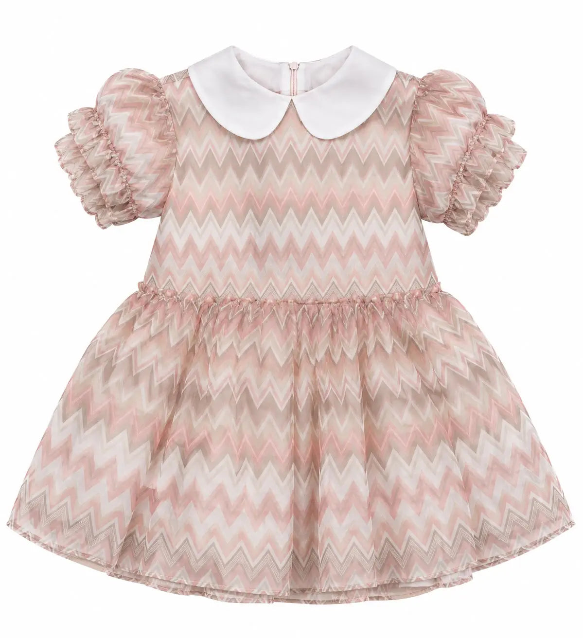 Missoni Kids Girl's Dress with Zigzag Pattern and Peter Pan Collar
