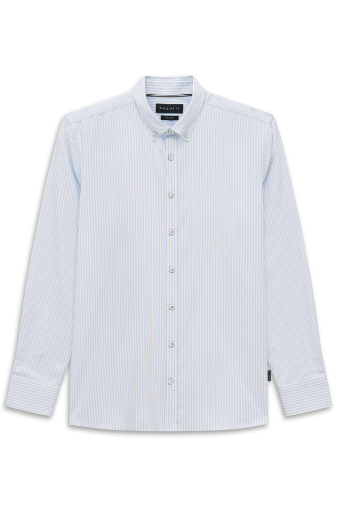 Bugatti Men's Striped Long-Sleeved Shirt with Classic Collar