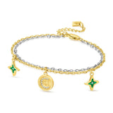 Cerruti 1881 Sole Luna Ladies Gold-Plated Bracelet with Malachite