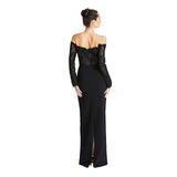 Theia Women's Adrina Shoulder Gown Black Dress