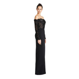 Theia Women's Adrina Shoulder Gown Black Dress