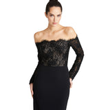 Theia Women's Adrina Shoulder Gown Black Dress