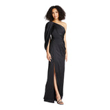 Theia Women's Tori Dropped Shoulder Gown Black Dress