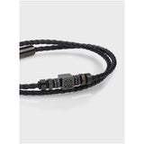 Cerruti 1881 Jali.2 Braided Black Leather Bracelet with Metal Accents