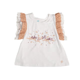 Ein Ghein Kids Girl's White Top with Crochet Sleeves