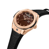 Cerruti 1881 Ruscello Gents Burgundy Dial Rose Gold Case Black Genuine Leather Strap Watch