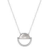 Fontenay Paris Rhodium Plated 45 cm Necklace with Mother-of-Pearl and Zirconia