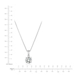 Silver-toned cable chain necklace with a round, clear faceted stone pendant in a four-prong setting.