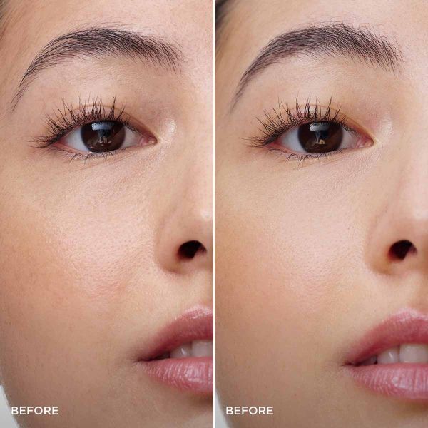 The product itself is not visible in this image, which shows a close-up of a person's face before and after product applicati