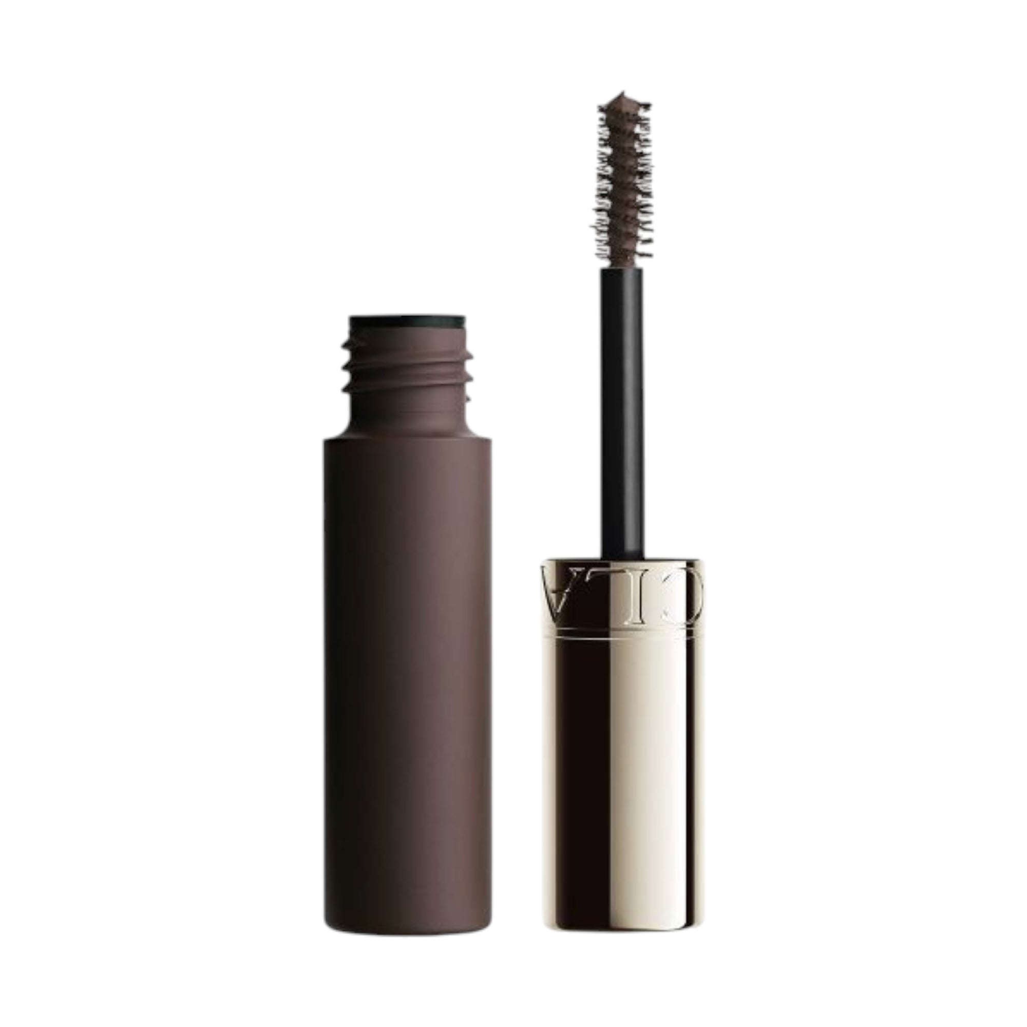 Dark brown Clarins Wonder Sculpt cosmetic tube with a metallic cap and spiral brush applicator.