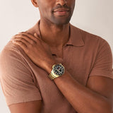 Fossil Blue GMT Gents Black Dial Gold-Tone Stainless Steel Watch
